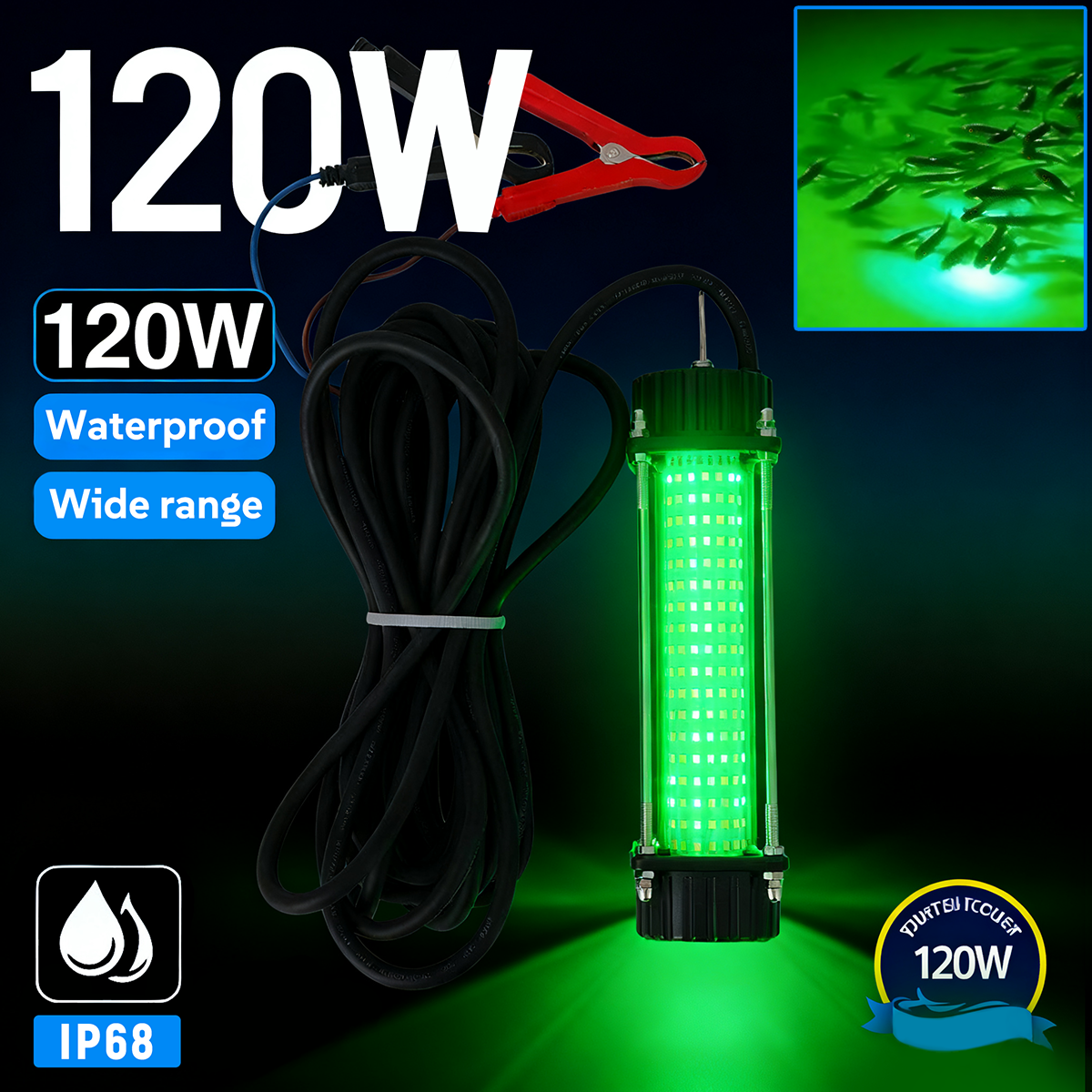 Fishing Equipment Bait - 12V 120W green white night specific